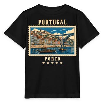 Portugal Porto Vintage Reisemarke - Stanley/Stella Kinder T-Shirt MINI CREATOR  - Schwarz - Vorne - Mikhail (115cm)