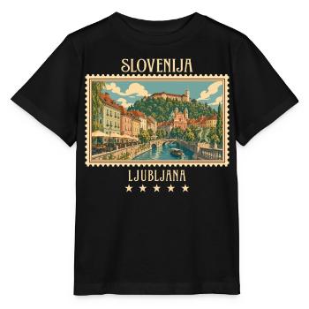 Slowenien Ljubljana Vintage Reisemarke - Stanley/Stella Kinder T-Shirt MINI CREATOR  - Schwarz - Vorne - Mikhail (115cm)