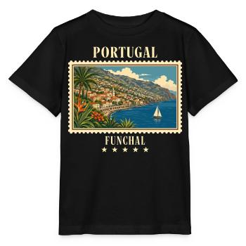 Portugal Funchal Vintage Reisemarke - Stanley/Stella Kinder T-Shirt MINI CREATOR  - Schwarz - Vorne - Mikhail (115cm)