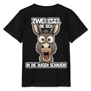 Zwei Esel schauen sich an – Lustiger Spruch - Stanley/Stella Kinder T-Shirt MINI CREATOR  - Schwarz - Vorne - Mikhail (115cm)