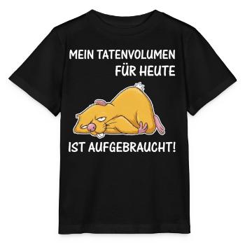 Schlafende Katze – Tatenvolumen aufgebraucht - Stanley/Stella Kinder T-Shirt MINI CREATOR  - Schwarz - Vorne - Mikhail (115cm)