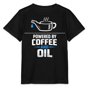 Powered By Coffee And Oil Schrauber Spruch Kaffee - Stanley/Stella MINI CREATOR Kids’ T-Shirt - black - Front - Mikhail (115cm)