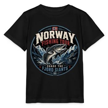 Norwegen Angeln - Stanley/Stella Kinder T-Shirt MINI CREATOR  - Schwarz - Vorne - Mikhail (115cm)