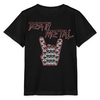 Death Metal Skull Hand Pommesgabel  - Stanley/Stella Kinder T-Shirt MINI CREATOR  - Schwarz - Vorne - Mikhail (115cm)