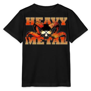 Heavy Metal Schädel mit Hörnern - Stanley/Stella Kinder T-Shirt MINI CREATOR  - Schwarz - Vorne - Mikhail (115cm)