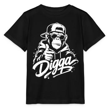 Digga | Cooler Graffiti Affe | Jugendwort - Stanley/Stella Kinder T-Shirt MINI CREATOR  - Schwarz - Vorne - Mikhail (115cm)