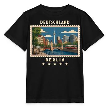 Deutschland Berlin Vintage Reisemarke - Stanley/Stella Kinder T-Shirt MINI CREATOR  - Schwarz - Vorne - Mikhail (115cm)