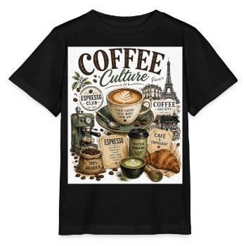Kaffeekultur Paris Café Collage - Stanley/Stella Kinder T-Shirt MINI CREATOR  - Schwarz - Vorne - Mikhail (115cm)
