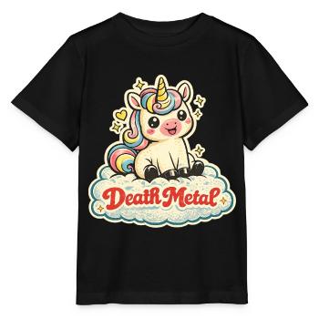 Death Metal Unicorn – Retro 70s Vintage - Stanley/Stella Kinder T-Shirt MINI CREATOR  - Schwarz - Vorne - Mikhail (115cm)
