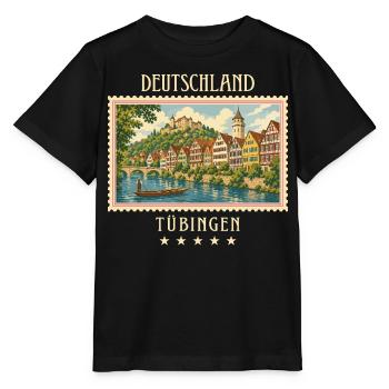 Deutschland Tübingen Vintage Reisemarke - Stanley/Stella Kinder T-Shirt MINI CREATOR  - Schwarz - Vorne - Mikhail (115cm)