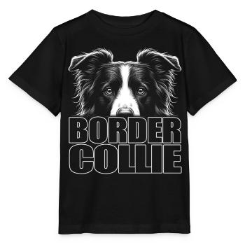 Border Collie Portrait with Lettering - Stanley/Stella MINI CREATOR Kids’ T-Shirt - black - Front - Mikhail (115cm)