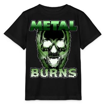 Toxisch Grüner Schädel Metal Burns - Stanley/Stella Kinder T-Shirt MINI CREATOR  - Schwarz - Vorne - Mikhail (115cm)