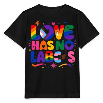 Love Has No Labels Regenbogen Pride Spruch - Stanley/Stella Kinder T-Shirt MINI CREATOR  - Schwarz - Vorne - Mikhail (115cm)