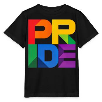 Pride Modern Block Design Regenbogen Schriftzug - Stanley/Stella Kinder T-Shirt MINI CREATOR  - Schwarz - Vorne - Mikhail (115cm)