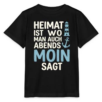 Heimat ist wo man auch abends Moin sagt  - Stanley/Stella Kinder T-Shirt MINI CREATOR  - Schwarz - Vorne - Mikhail (115cm)
