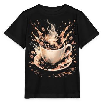 Hot Beans Art Splash Kaffeetasse - Stanley/Stella Kinder T-Shirt MINI CREATOR  - Schwarz - Vorne - Mikhail (115cm)