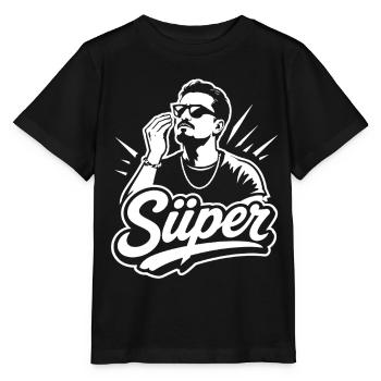 Süper Script Wortmarke Jugendwort - Stanley/Stella Kinder T-Shirt MINI CREATOR  - Schwarz - Vorne - Mikhail (115cm)