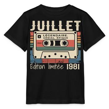 Juli 1981 Geburtstagsgeschenk Juli 1981 - Stanley/Stella Kinder T-Shirt MINI CREATOR  - Schwarz - Vorne - Mikhail (115cm)
