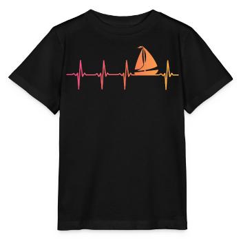 Sunset Sailing Boat Heartbeat Sail - Stanley/Stella MINI CREATOR Kids’ T-Shirt - black - Front - Mikhail (115cm)