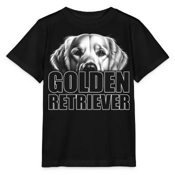 Golden Retriever Porträt mit Schriftzug - Stanley/Stella Kinder T-Shirt MINI CREATOR  - Schwarz - Vorne - Mikhail (115cm)