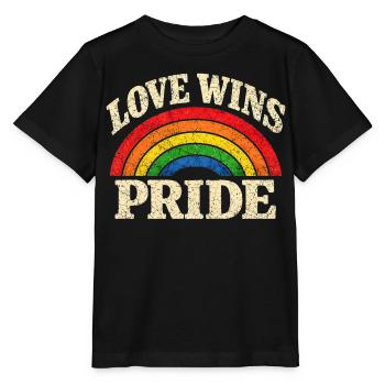 Love Wins Pride Rainbow CSD LGBTQ Community - Stanley/Stella MINI CREATOR Kids’ T-Shirt - black - Front - Mikhail (115cm)
