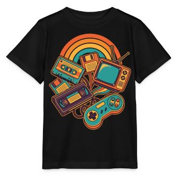 80er 90er Retro Technik Nostalgie Gamer - Stanley/Stella Kinder T-Shirt MINI CREATOR  - Schwarz - Vorne - Mikhail (115cm)