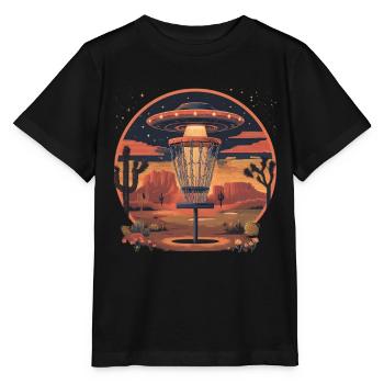 Disc Golf Set UFO Wüste Retro Vintage Kakteen  - Stanley/Stella Kinder T-Shirt MINI CREATOR  - Schwarz - Vorne - Mikhail (115cm)
