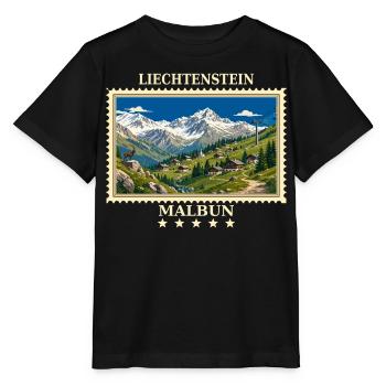 Liechtenstein Malbun Vintage Reisemarke - Stanley/Stella Kinder T-Shirt MINI CREATOR  - Schwarz - Vorne - Mikhail (115cm)