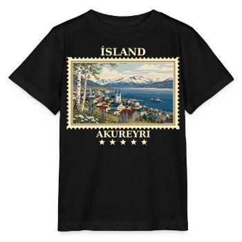 Island Akureyri Vintage Reisemarke - Stanley/Stella Kinder T-Shirt MINI CREATOR  - Schwarz - Vorne - Mikhail (115cm)
