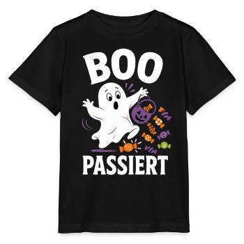 Boo Happens – Halloween Ghost with Candy - Stanley/Stella MINI CREATOR Kids’ T-Shirt - black - Front - Mikhail (115cm)