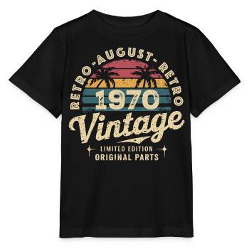 Vintage August 1970 Geburtstag August 1970 Berg - Stanley/Stella Kinder T-Shirt MINI CREATOR  - Schwarz - Vorne - Mikhail (115cm)
