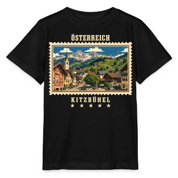 Österreich Kitzbühel Vintage Reisemarke - Stanley/Stella Kinder T-Shirt MINI CREATOR  - Schwarz - Vorne - Mikhail (115cm)
