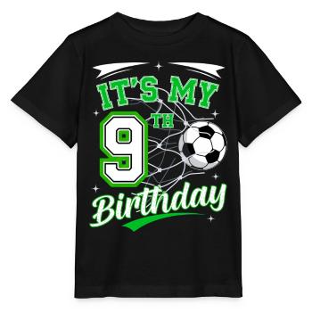 Es ist mein 9. Geburtstag Fußball Jungs 9 Jahre Geburtstag 9 - Stanley/Stella Kinder T-Shirt MINI CREATOR  - Schwarz - Vorne - Mikhail (115cm)