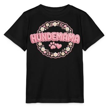 Hundemama Blütenstickerei - Stanley/Stella Kinder T-Shirt MINI CREATOR  - Schwarz - Vorne - Mikhail (115cm)