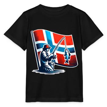 Norwegen Angler Motiv - Stanley/Stella Kinder T-Shirt MINI CREATOR  - Schwarz - Vorne - Mikhail (115cm)