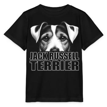 Jack Russell Terrier Portrait with Lettering - Stanley/Stella MINI CREATOR Kids’ T-Shirt - black - Front - Mikhail (115cm)