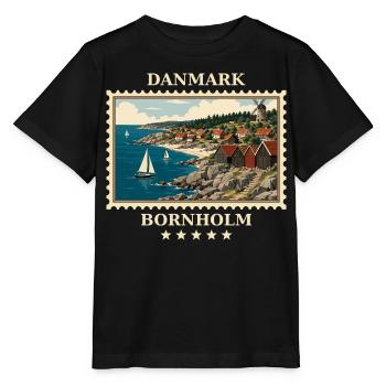 Dänemark Bornholm Vintage Reisemarke - Stanley/Stella Kinder T-Shirt MINI CREATOR  - Schwarz - Vorne - Mikhail (115cm)