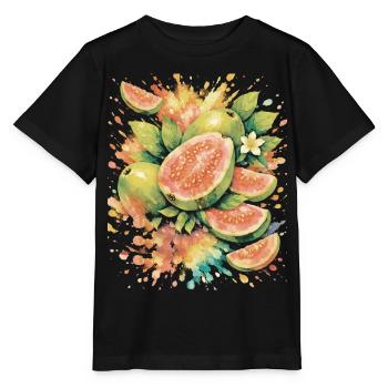 Tropical Guava Exotic Fruit Splash Art - Stanley/Stella MINI CREATOR Kids’ T-Shirt - black - Front - Mikhail (115cm)