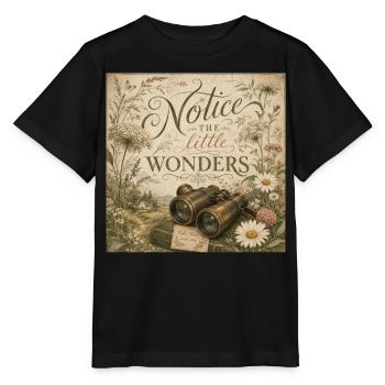 Wildflower Binoculars Retro Mural Nostalgia Decoration - Stanley/Stella MINI CREATOR Kids’ T-Shirt - black - Front - Mikhail (115cm)
