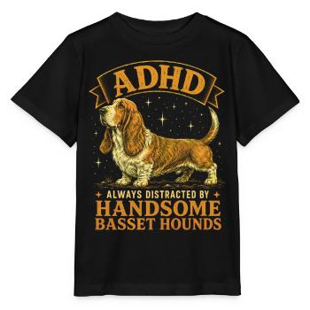 Funny Basset Hound Dog Breed ADHD - Stanley/Stella MINI CREATOR Kids’ T-Shirt - black - Front - Mikhail (115cm)