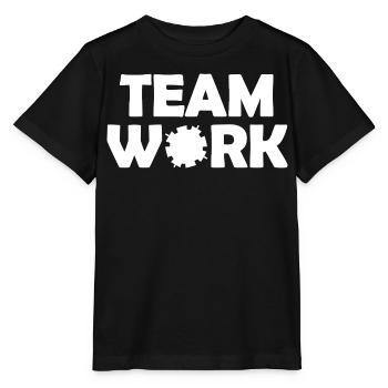 Teamwork Zahnräder Motiv - Stanley/Stella Kinder T-Shirt MINI CREATOR  - Schwarz - Vorne - Mikhail (115cm)