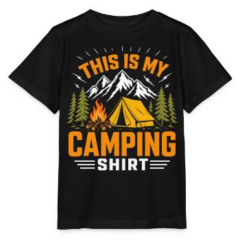 Camping Shirt Mountains Campfire - Stanley/Stella MINI CREATOR Kids’ T-Shirt - black - Front - Mikhail (115cm)