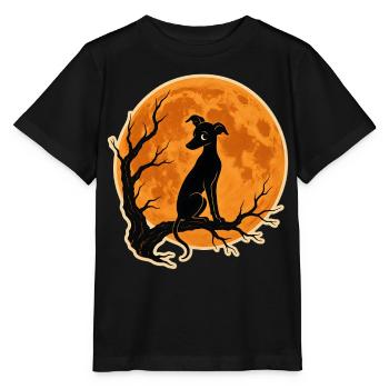 Greyhound Full Moon T-Shirt Halloween Vintage - Stanley/Stella MINI CREATOR Kids’ T-Shirt - black - Front - Mikhail (115cm)