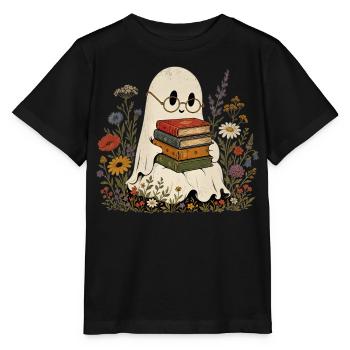 Cute Ghost Books Wildflower T-Shirt Women - Stanley/Stella MINI CREATOR Kids’ T-Shirt - black - Front - Mikhail (115cm)