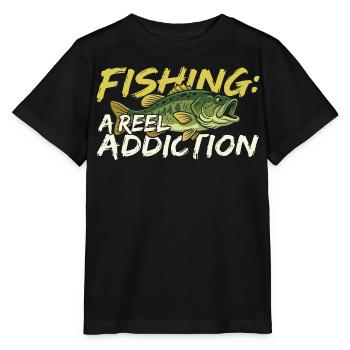 Fishing is a real addiction - Stanley/Stella MINI CREATOR Kids’ T-Shirt - black - Front - Mikhail (115cm)