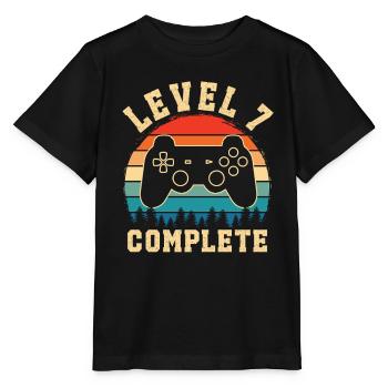 Level 7 abgeschlossen – Kind 7 Jahre alt - Stanley/Stella Kinder T-Shirt MINI CREATOR  - Schwarz - Vorne - Mikhail (115cm)