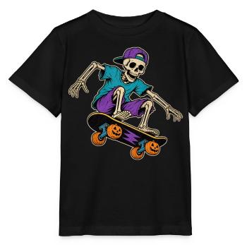 Skeleton Skater Halloween Vintage T-Shirt Motif - Stanley/Stella MINI CREATOR Kids’ T-Shirt - black - Front - Mikhail (115cm)