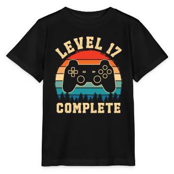 Level 17 complete – 17th anniversary gift - Stanley/Stella MINI CREATOR Kids’ T-Shirt - black - Front - Mikhail (115cm)