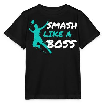 Badmintonspieler Badmintontrainer Badminton Smash - Stanley/Stella Kinder T-Shirt MINI CREATOR  - Schwarz - Vorne - Mikhail (115cm)