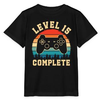 Level 15 complete – 15th anniversary gift - Stanley/Stella MINI CREATOR Kids’ T-Shirt - black - Front - Mikhail (115cm)